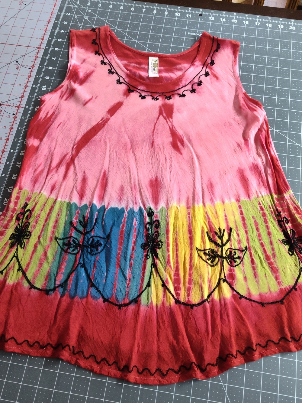 Pink Tie-Dye Floral Tank Top